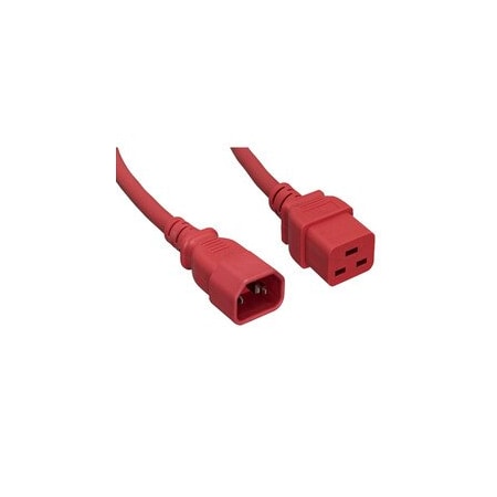 Cable Wholesale Power Cord, C14 to C19, 14 AWG, 15 Amp, Red, 2 foot 10W2-32202RD